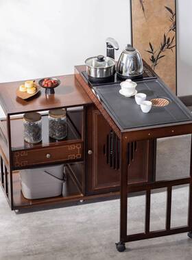 移茶旋动转茶桌阳台家用茶吧机泡一体多功能水茶几QLN烧壶茶台茶
