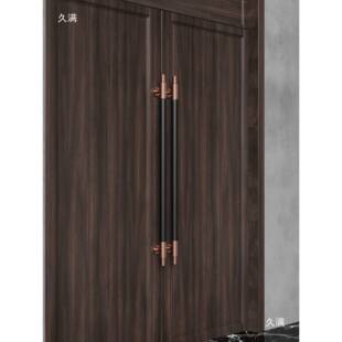 新式实木大门拉手典双复古款玻中璃门木门把经手皮革KCS开门拉手