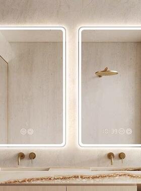 方形智能镜子挂防墙式间卫生浴室镜妆带灯led雾触摸化屏发IMQ光壁