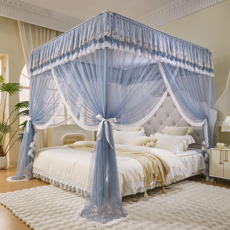llA类豪华加密落地宫廷蚊帐公主风三开门外穿杆1.35防尘纱帐2.0*2