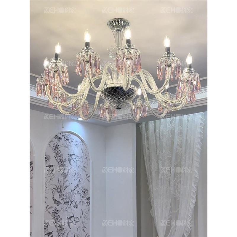 法式客厅灯餐厅吊灯吸顶灯别墅粉色卧室灯水晶灯轻奢高级大厅主灯