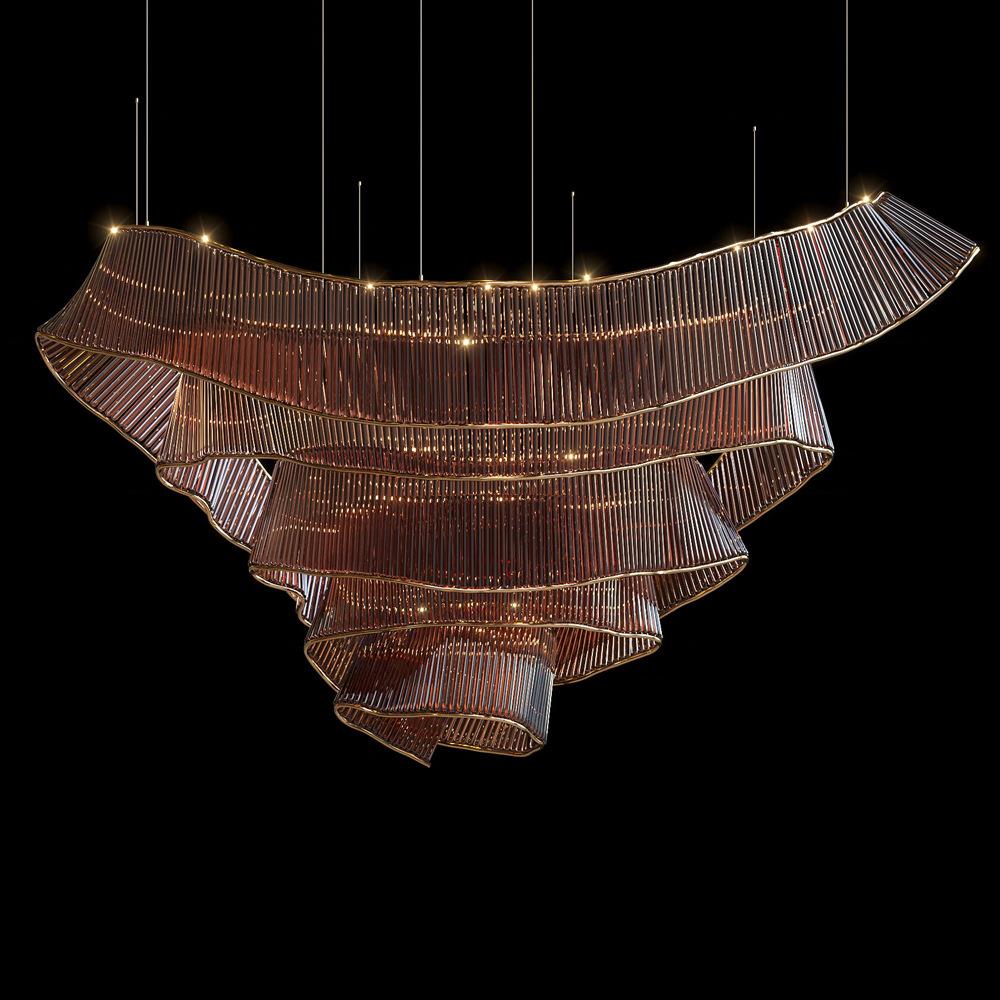 宴会厅飘带玻璃吊灯酒店工程灯水晶售楼部沙盘大堂艺术灯