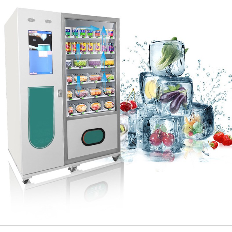 24小时无人值守升降售货机预制菜履带升降售卖柜加V热盒饭刷脸机