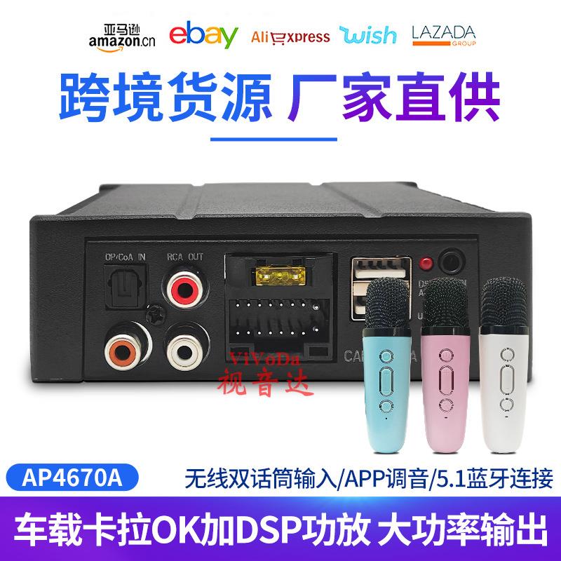通用汽车DSP攻放车载无线麦克风12V/24V功放双话筒全民K歌KTV