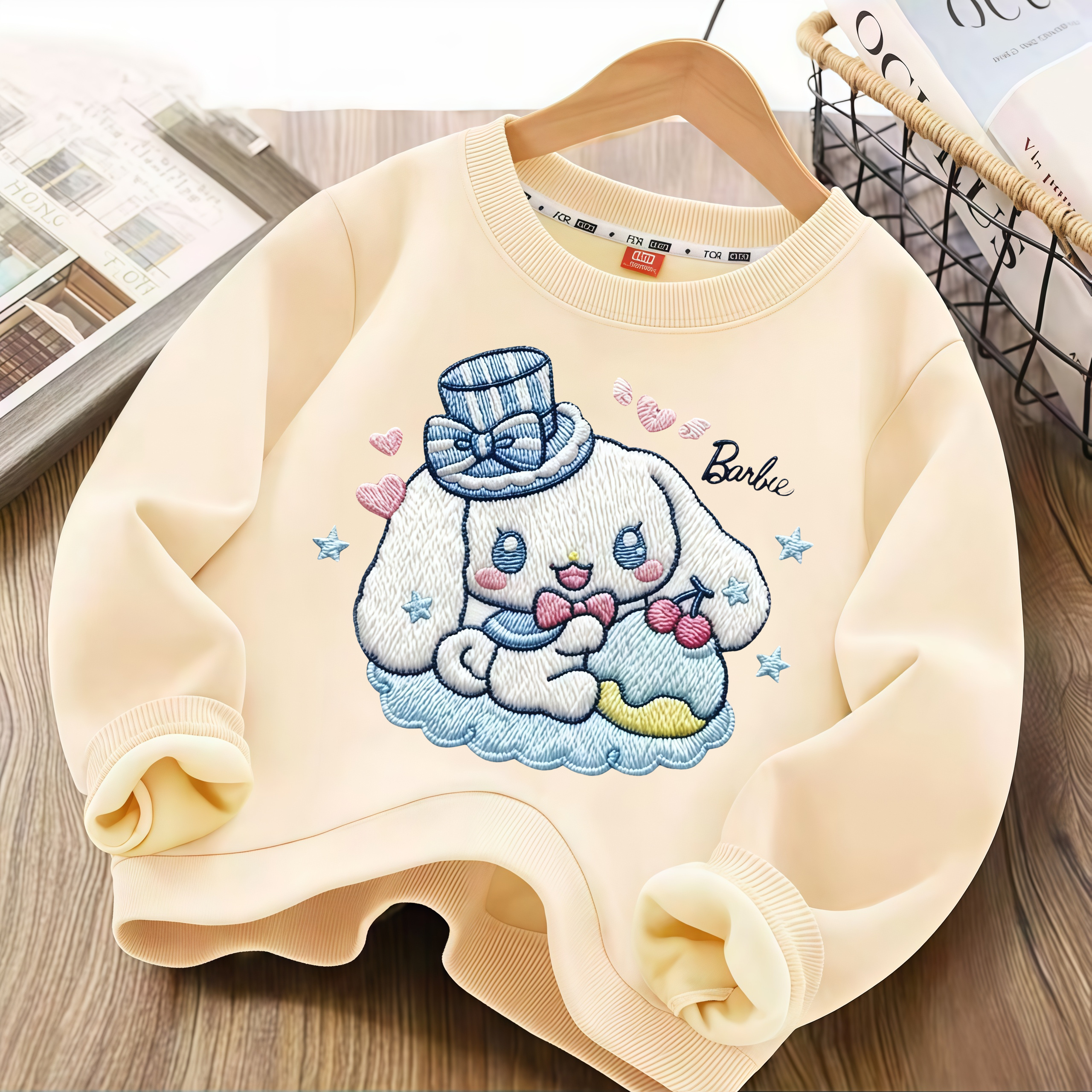 女童卫衣秋冬装2025新款仿真刺绣印花上衣中大儿童加厚打底衫童装