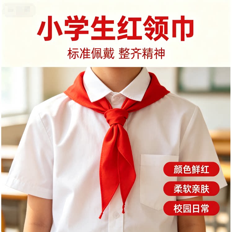 少先队员红领巾不掉色小学生通用标准红色红领巾顺滑不皱校园用品