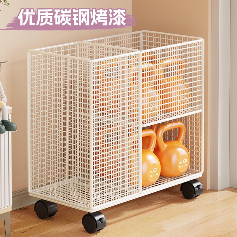 瑜伽垫收纳筐大容量带轮可v移动家用健身工具器材置物架哑铃收纳