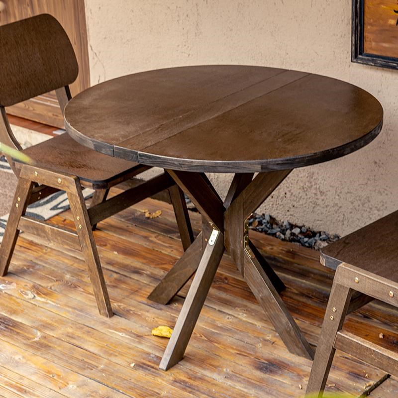 圆形餐桌家用客厅休闲咖啡桌洽谈桌子小户M型民宿出租屋阳台木圆