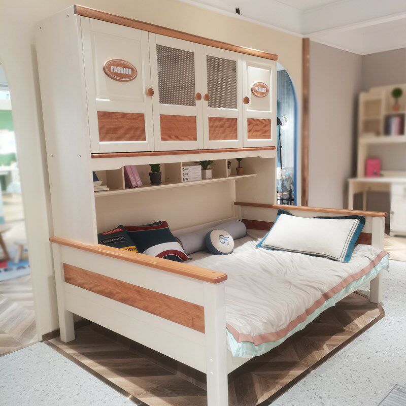 全实木红檀木衣柜床一体小户型家用卧室家具儿童床男孩女孩储物床