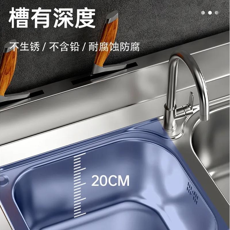 家用不锈钢水槽单双o槽带支架厨房洗菜盆洗碗池简易户外租房