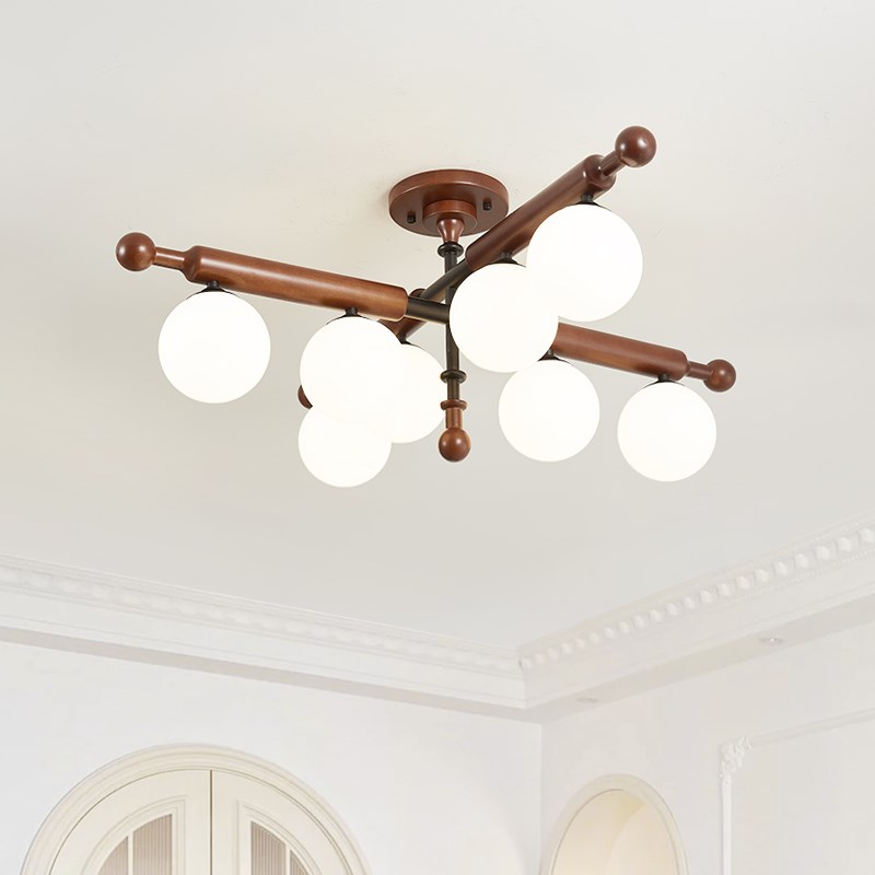 胡桃色魔豆客厅吊l灯主灯现代简约卧室灯法式中古奶油餐厅复古灯