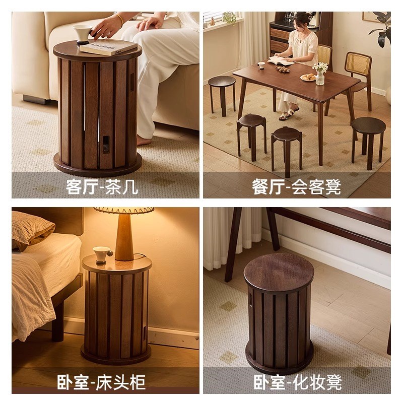实木可叠放凳子家用o圆凳组合叠叠凳矮凳创意简约餐桌备用移动梯