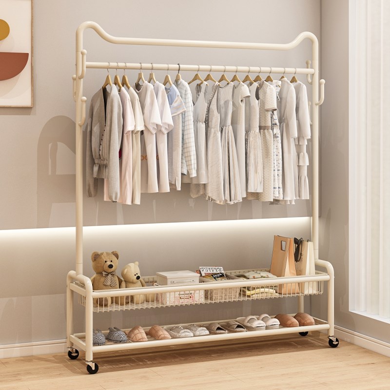 卧室落地阳台家用晾m衣杆架金属衣帽架柜房间收纳置物架子挂衣神