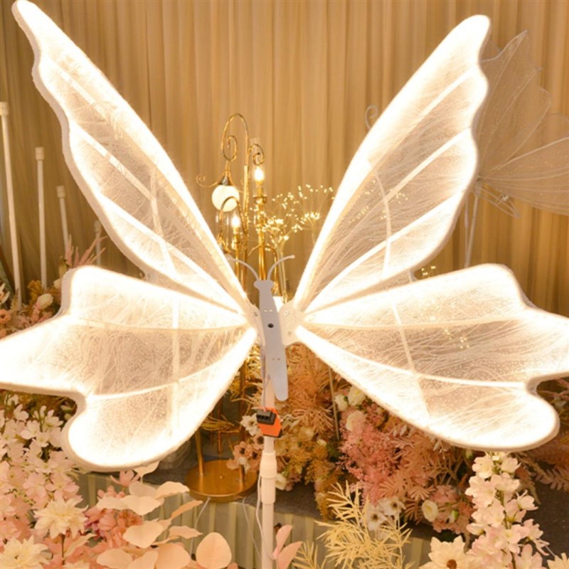 婚庆发光道具蝴蝶翅膀挂件吊顶装饰婚礼舞台吊灯T台铁艺路引摆件