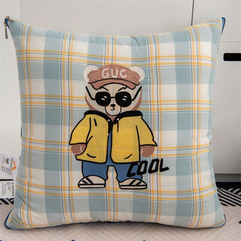 A类纯棉抱枕被子两用全棉水洗棉汽车靠枕折叠空调被多功能夏凉被