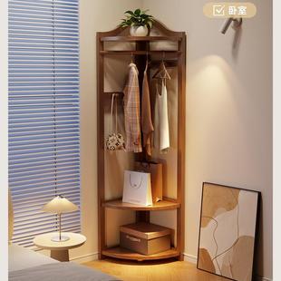 实木转角衣挂帽架落卧室挂衣服架简易置物地架家用拐NMK角衣架子