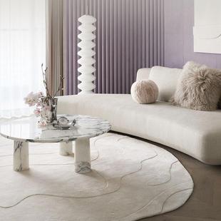 EVE不规法式 羊毛毯客厅沙发色毯地纯衣帽间地毯椭圆奶油色卧室则