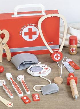 CPC,CELJW,EN7过1家家小仿真医生套装布袋医生木制宝宝儿医童具