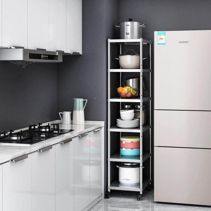 可移动夹收纳厨房置物架20缝宽GVN缝5带轮多2层橱柜冰箱窄收纳