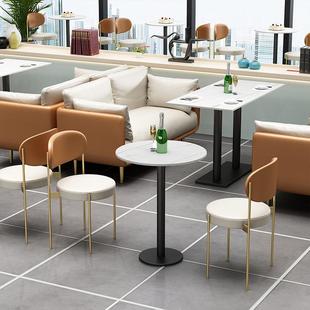 快餐饮小型吃小店DMM商用 沙餐桌椅卡座子发组合西餐厅桌椅子整