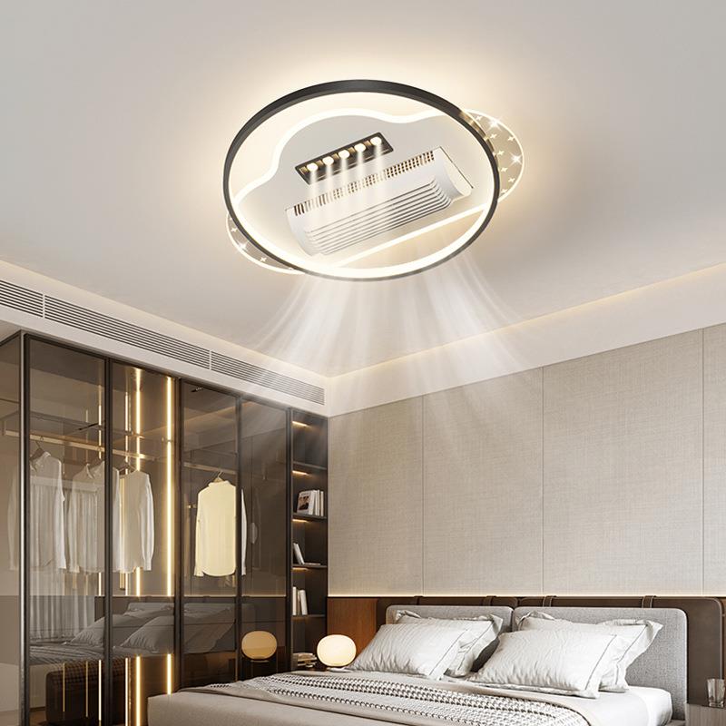 全光谱滚厅筒无叶客厅风扇式灯创意智能卧室吸风扇灯静顶音餐A804