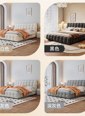 花糖布室艺棉床女生卧法式奶油白色双人床新款现代PVI简约大风床