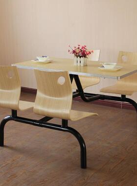 OMK食堂桌连体快餐餐桌椅四人位连快餐桌椅小吃店体桌连体快餐椅