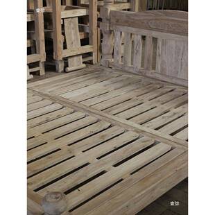 老厂榆木白全实木床花大料简约家用欧式雕仿古茬双人榆木床床白坯