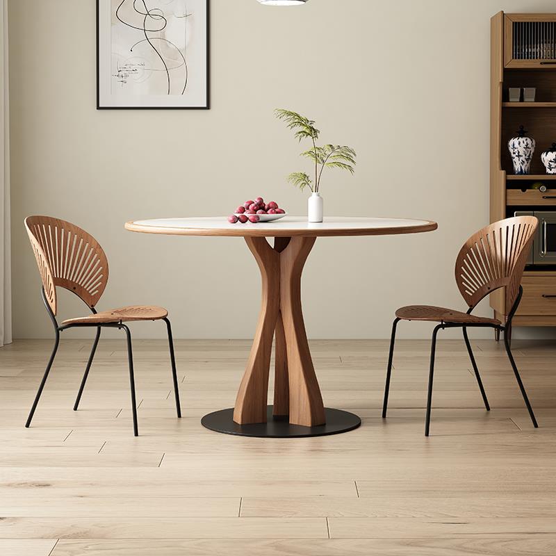 W7多桌塔圆形餐F7776HT5户家用小型法式复实古风餐厅纯白纯黑木包