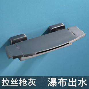 龙浴浴缸开简易边浴室出水室置物 浴缸头墙出瀑布关龙头挂LVK墙式