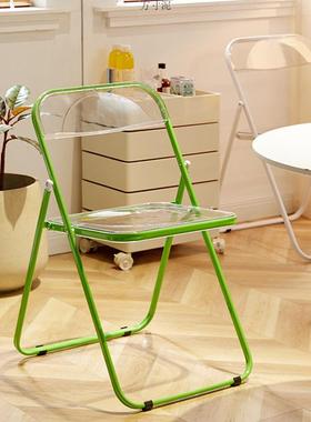 约折IYI叠椅透明亚克力装店拍照椅子靠化妆服凳餐厅餐椅水晶背凳