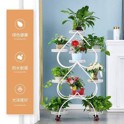 可移动铁艺花架客厅绿花萝架H7284068阳台架子层推拉带多轮子落地