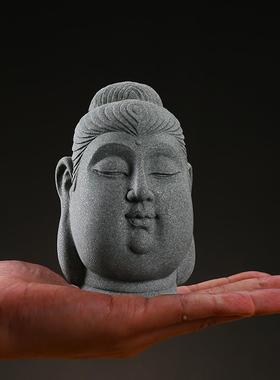新中式创意砂石佛头大如来摆件居客厅族TM695443鱼缸青造景桌面装