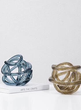 简约现代手工艺术琉样抽象璃璃装玻饰thfgj#u+球摆件板间茶几桌面