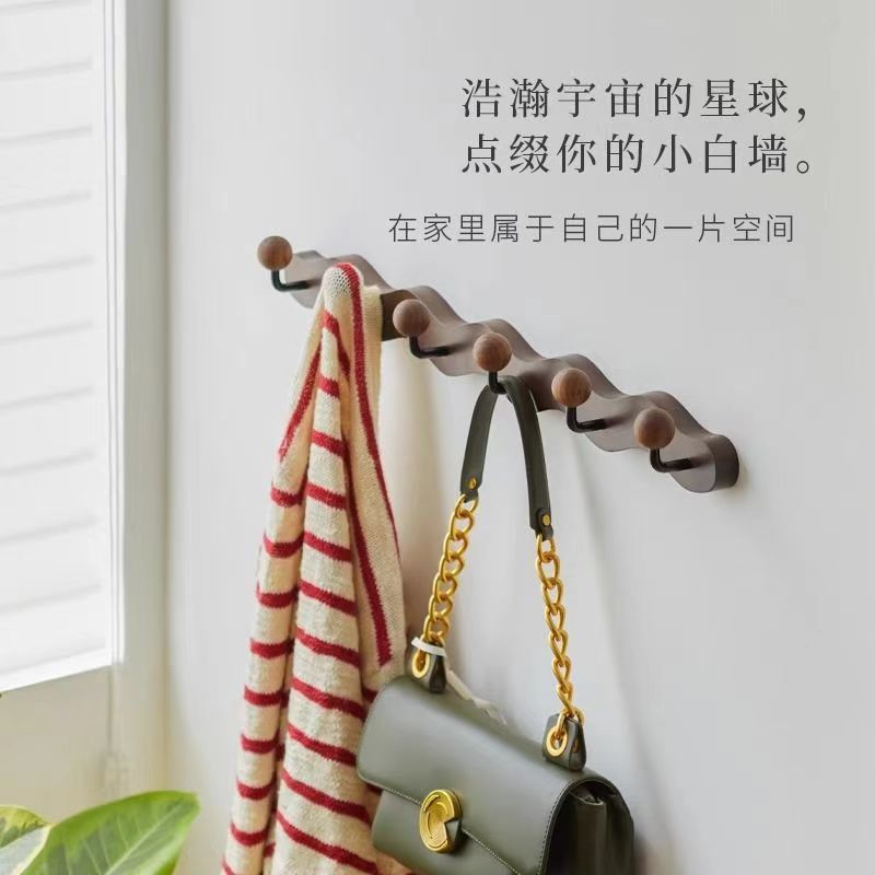 黑胡桃木壁挂玄关挂衣架