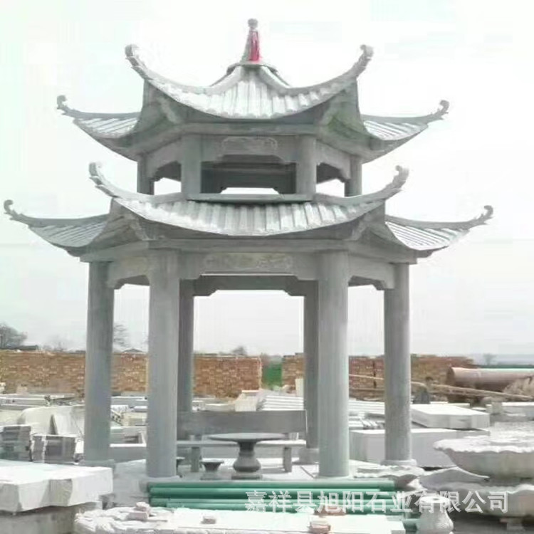户外装饰青石亭子 芝麻白石亭石凉亭 天津市公园旅游景点遮阳亭子