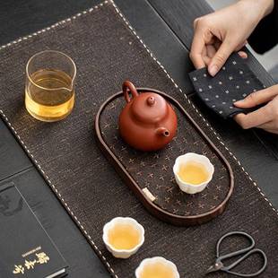 胡桃木壶承家用复古小型实木干泡盘茶承茶托盘茶道茶具零配件