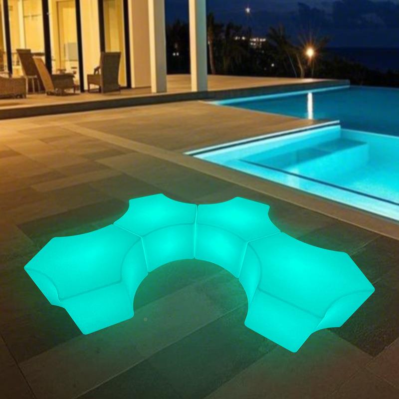 lHJ6344-Ced七彩发凳户外光商业地装饰场凳防水可拼接能遥控智方