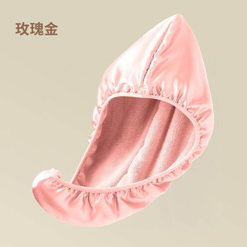 新款真丝纯棉干发帽双女层吸头水棉干发帽天然纯MWT桑蚕丝包巾