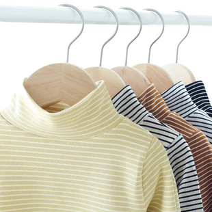 纯棉儿童高领打底衫条纹秋冬男童修身长袖T恤女童内搭中大童宝宝