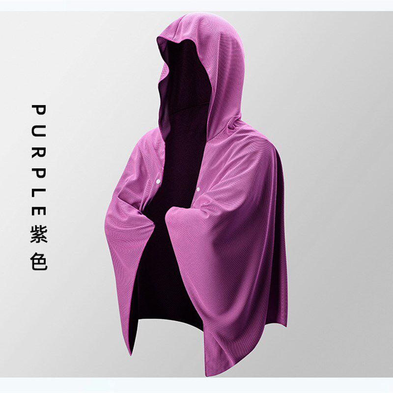 加大速干斗篷运动冷感防晒斗篷浴巾速干吸水遮阳披肩连帽沙滩斗篷