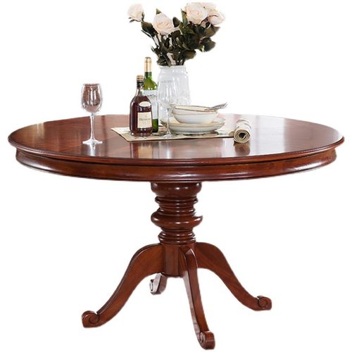 美式实木圆形餐桌餐厅吃饭桌子家用餐桌椅组合欧式高档雕花饭桌