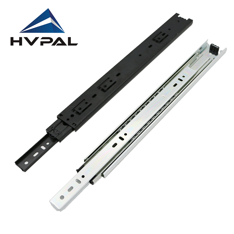 45重型导轨抽屉轨道三节阻尼缓冲卡口滑轨抽斗挂插不锈钢橱柜滑道