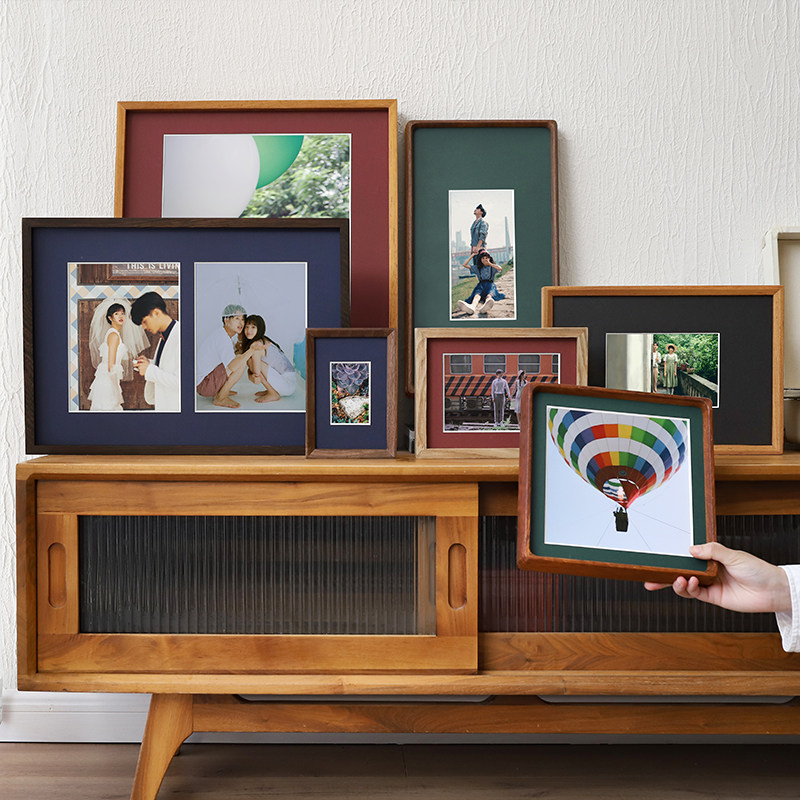 客厅照片墙相框组合挂墙照片墙装饰打印照片背景墙卧室实木相片墙