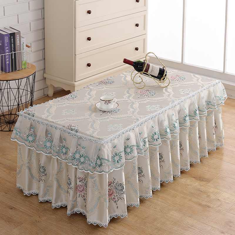 2021长方形客厅布艺茶几桌布全包罩欧式餐桌套台布罩茶几盖防尘套