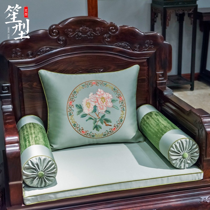 中式古典红木沙发坐垫定制实木家具刺绣海绵垫座垫罗汉床垫套防滑