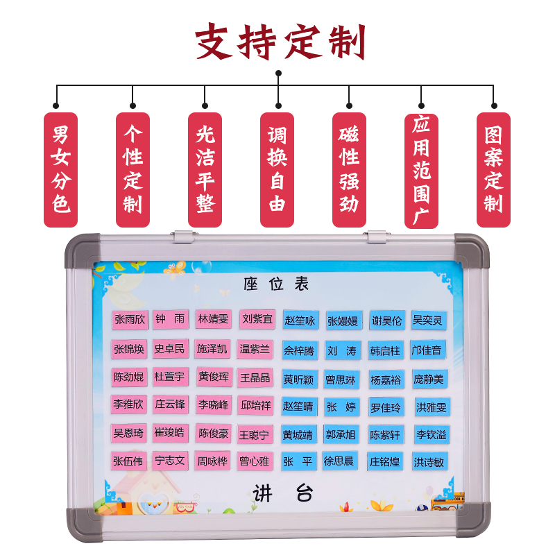 定制班级磁性移动座位座次表学生名字活动白板贴座次牌姓名磁贴