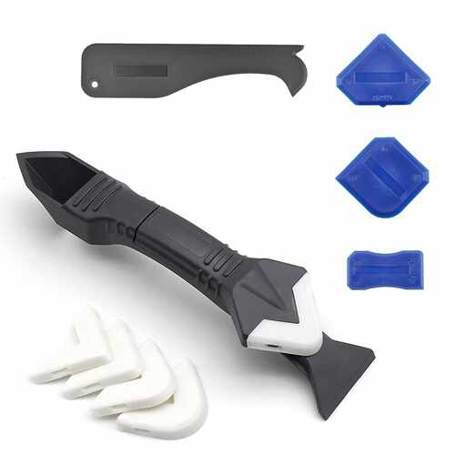 美缝工具玻璃胶美缝刮板三合一塑料头铲胶器sealant scraper