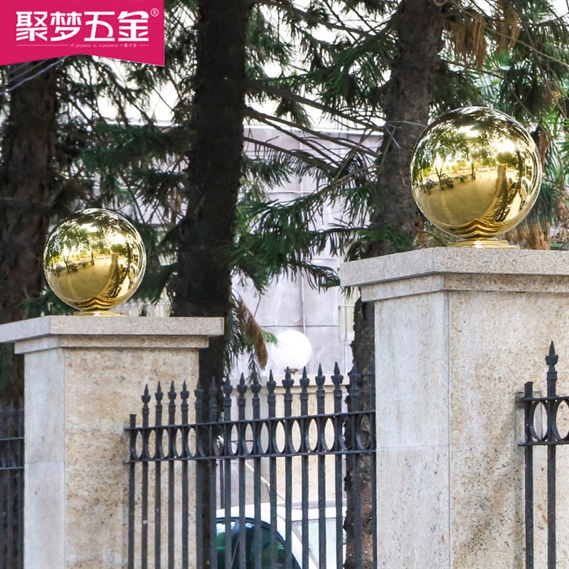 304#不锈钢球带座球空心球装饰圆球三层方座球大门柱子围墙连体球