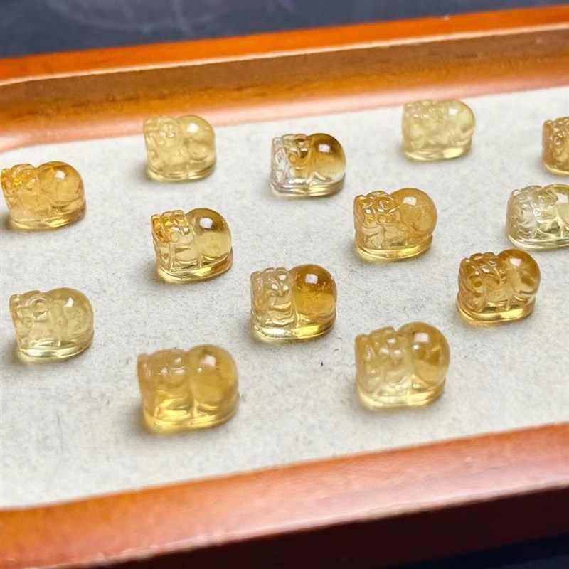 2025天然黄水晶貔貅通孔手链饰品女生diy手工编织配饰手串配件 ZW
